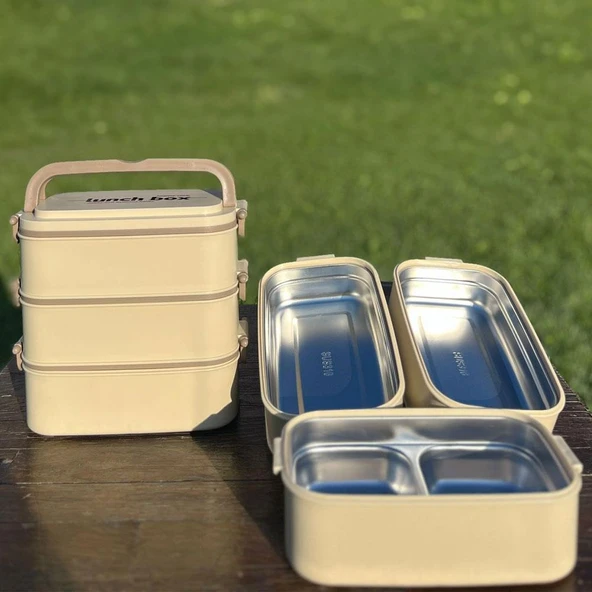 Cooker Çelik Hazneli Üçlü Taşıma-Saklama Kabı Yk1612 - 3