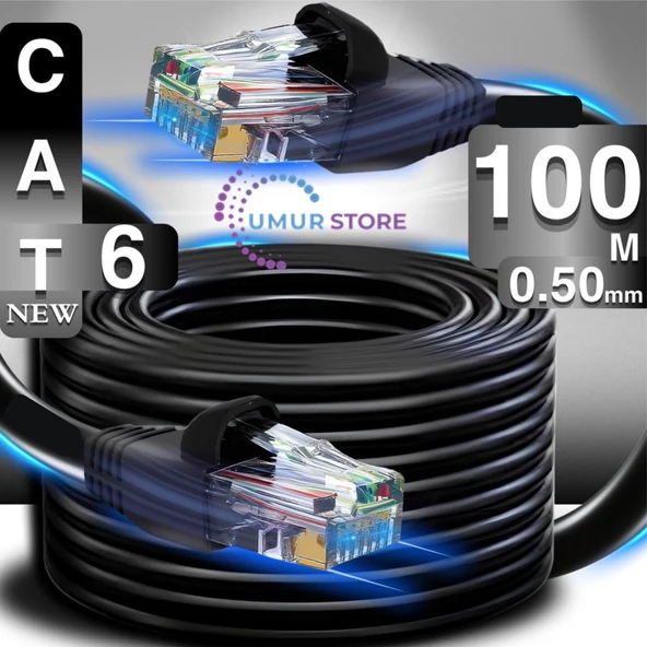 100 Metre Internet Kablosu/0,50mm Utp CAT6 23AWG/ iki Kat Korumalı/iç ve Dış Mekan Uyumlu/ethernet kablosu 100 metre ürün görseli 1