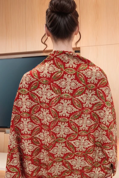 Omuz Şal Ipek Işlemeli Paşmina Şal Kaşmir - 2