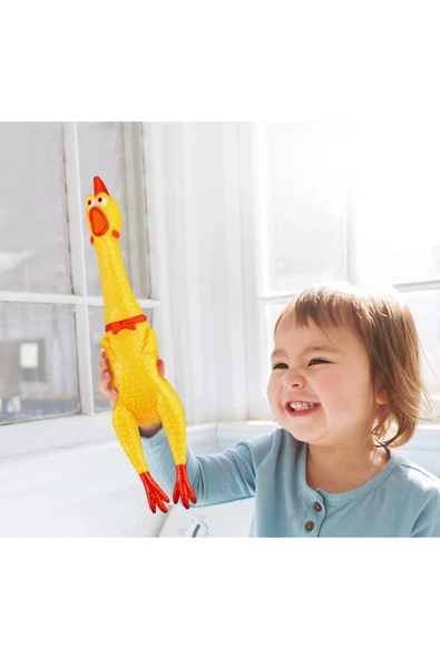 TUENGİ STORE Büyük Boy Öten Çığlık Atan Horoz Tavuk Shrilling Chicken Kedi Köpek Oyuncağı - 5