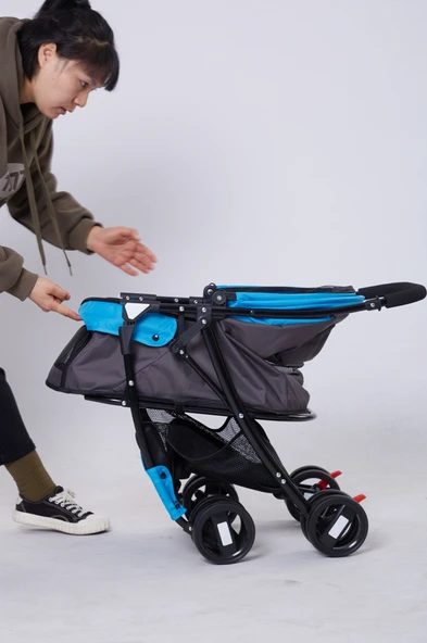 Tommy Evcil Hayvan Arabası Mavi 67*47*98cm Max 15kg - Resim 4