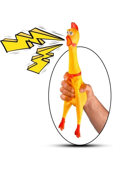 TUENGİ STORE Büyük Boy Öten Çığlık Atan Horoz Tavuk Shrilling Chicken Kedi Köpek Oyuncağı - 2