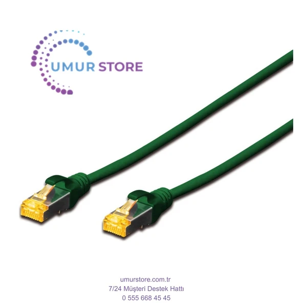 CAT 6A SFTP/PIMF (Pairs In Metal Foil) Patch Kablosu, LSZH, 0,5 metre, AWG 26, Yeşil Renk ürün görseli 1