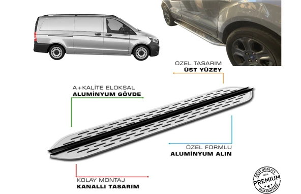 MERCEDES VİTO W447 PANEL VAN UZUN ŞASE ARACA ÖZEL PRV1 YAN BASAMAK 2016 2017 2018 2019 2020 2021 2022 2023 2024 ürün görseli 1