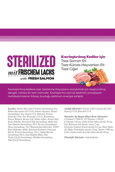 Nutri Feline Kısırlaştırılmış Kedi Maması Sterilized Taze Somonlu Glutensiz 2 Kg - 2