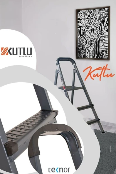 Kutlu Dayanıklı 2+1 Metal Basamaklı Merdiven - 5