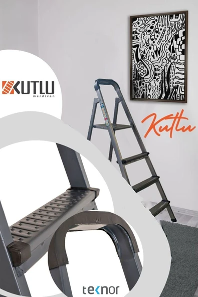 Kutlu Dayanıklı 3+1 Metal Basamaklı Merdiven - 6