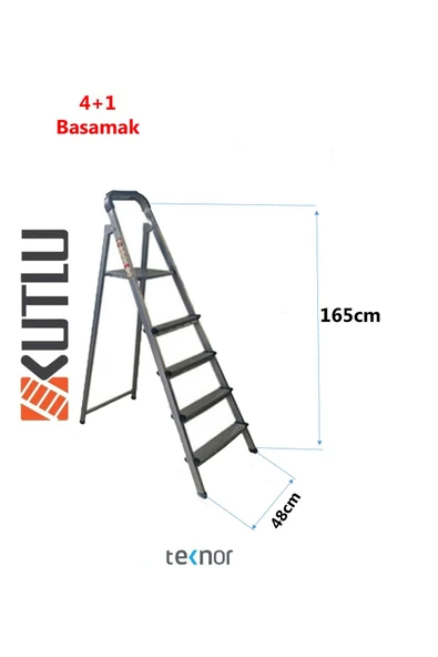 Kutlu Dayanıklı 4+1 Metal Basamaklı Merdiven - 2
