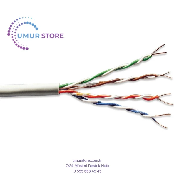 Category 5e (Cat. 5E) U-UTP Data Kablosu Saf Bakır AWG 24 305 metrelik rulolarda ürün görseli 1
