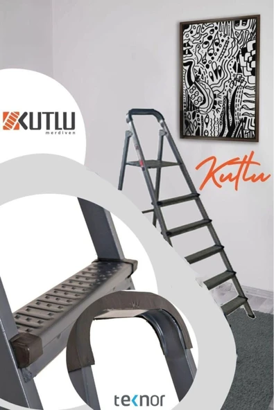 Kutlu Dayanıklı 5+1 Metal Basamaklı Merdiven - 6