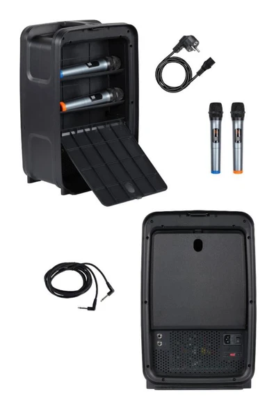 Hepa Merz Potent Kompakt Portatif Ses Sistemi Mixer Çift Hoparlör ve Çift Mikrofon 1000W - 5