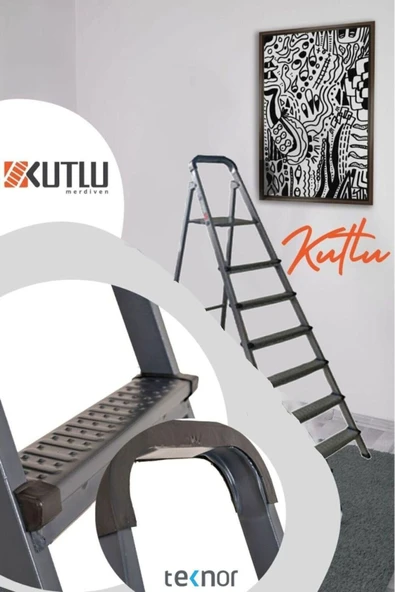 Kutlu Dayanıklı 6+1 Metal Basamaklı Merdiven - 6