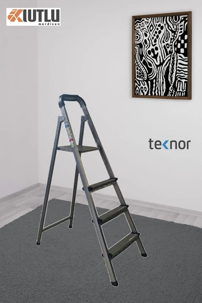 Kutlu Dayanıklı 3+1 Metal Basamaklı Merdiven - 7