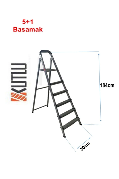 Kutlu Dayanıklı 5+1 Metal Basamaklı Merdiven - 2
