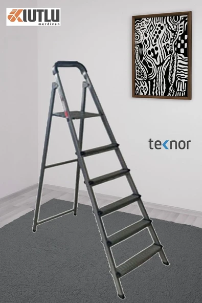 Kutlu Dayanıklı 5+1 Metal Basamaklı Merdiven - 7