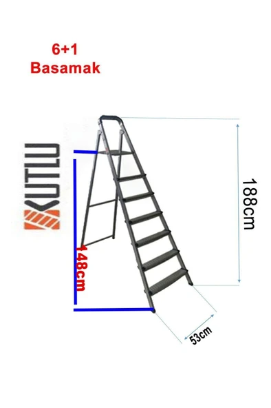 Kutlu Dayanıklı 6+1 Metal Basamaklı Merdiven - 8