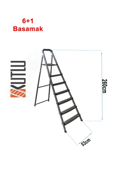 Kutlu Dayanıklı 6+1 Metal Basamaklı Merdiven - 2