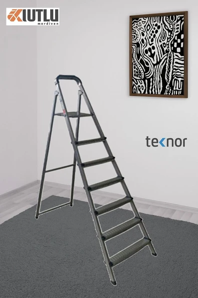 Kutlu Dayanıklı 6+1 Metal Basamaklı Merdiven - 7