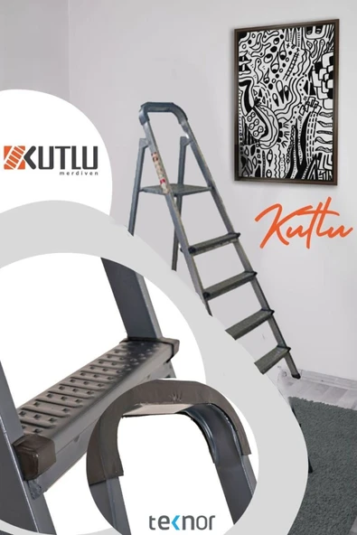 Kutlu Dayanıklı 4+1 Metal Basamaklı Merdiven - 6