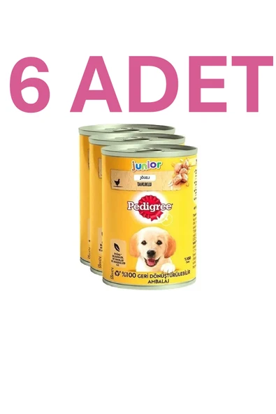 PEDIGREE Yavru Tavuklu Konserve Yaş Mama 400 G (6ADET) - 3