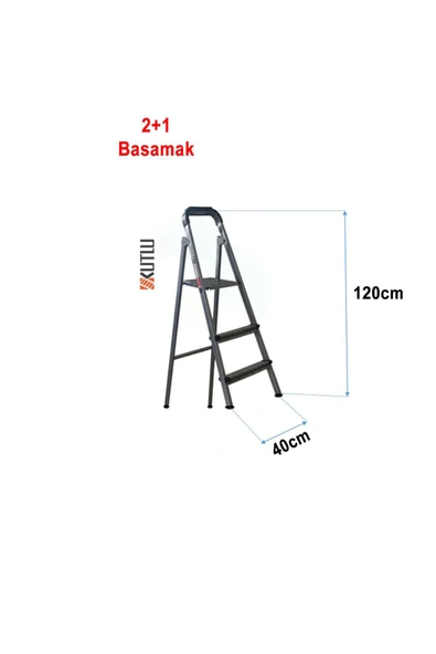 Kutlu Dayanıklı 2+1 Metal Basamaklı Merdiven - 2