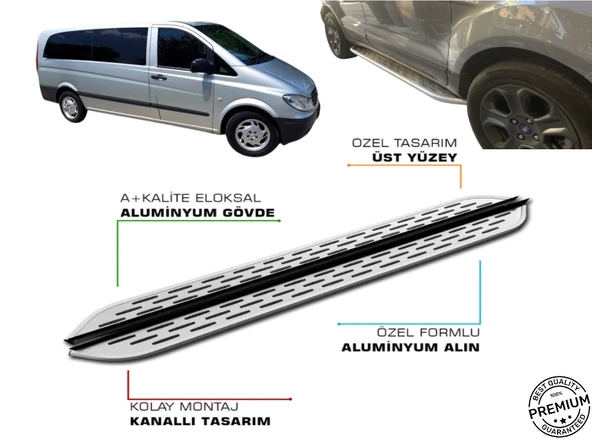 MERCEDES VITO W639 CAMLI VAN UZUN ŞASE ARACA ÖZEL YAN BASAMAK 2004 2005 2006 2007 2008 2009 2010 2011 2012 2013 2014 ürün görseli 1