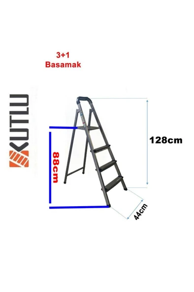 Kutlu Dayanıklı 3+1 Metal Basamaklı Merdiven - 8