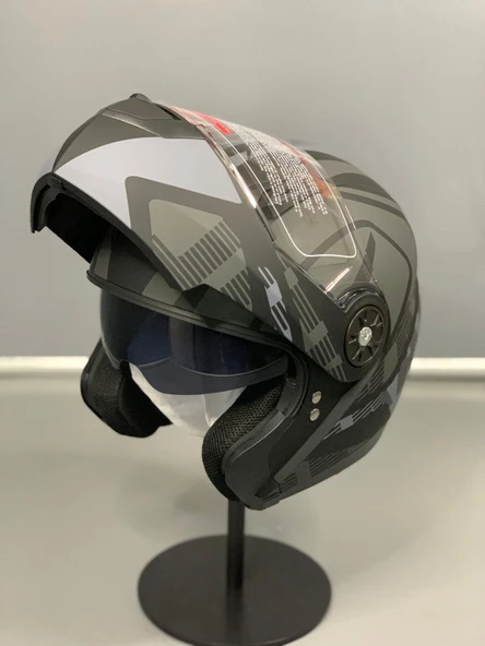 Jk 115 Güneş Vizörlü Çene Açılır Kask Z1 Grey - 7