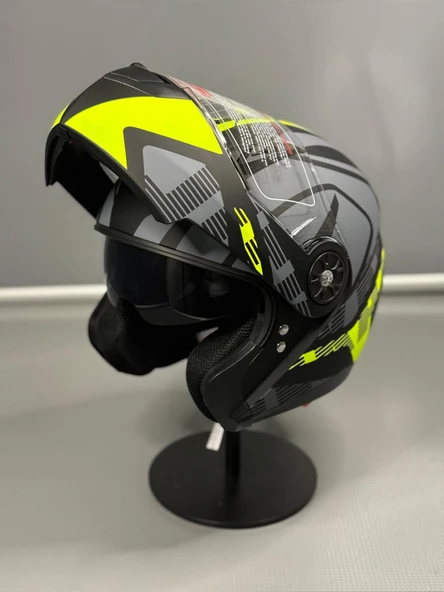 Jk 115 Güneş Vizörlü Çene Açılır Kask Z1 YELLOW - 6