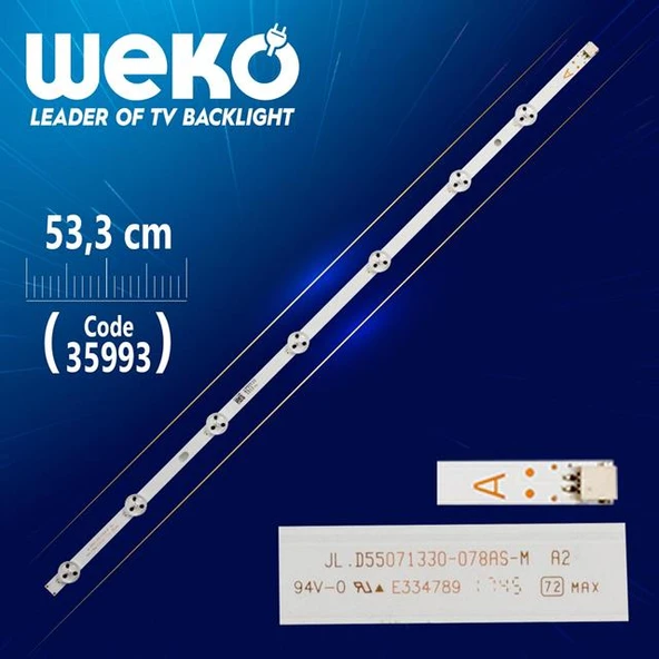 JL.D55071330-078AS-M A2  A TYPE - 7 Ledli - 53.3 CM - Tv Led Bar ( Tvnizin içindeki led barla aynısı olduğunu görmeden almayınız. Led bar ürünlerinde paket açıldığında iade kabul edilmemektedir. ) ürün görseli