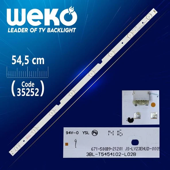 3BL - T5454102 - L02B - 671-500B9 - 21201 JS-LY23EHUD-0005 - 54.5 Cm 8 Ledli - (WK-909) Tv Led Bar ürün görseli
