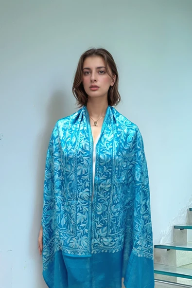 Omuz Şal Ipek Işlemeli Paşmina Şal Kaşmir