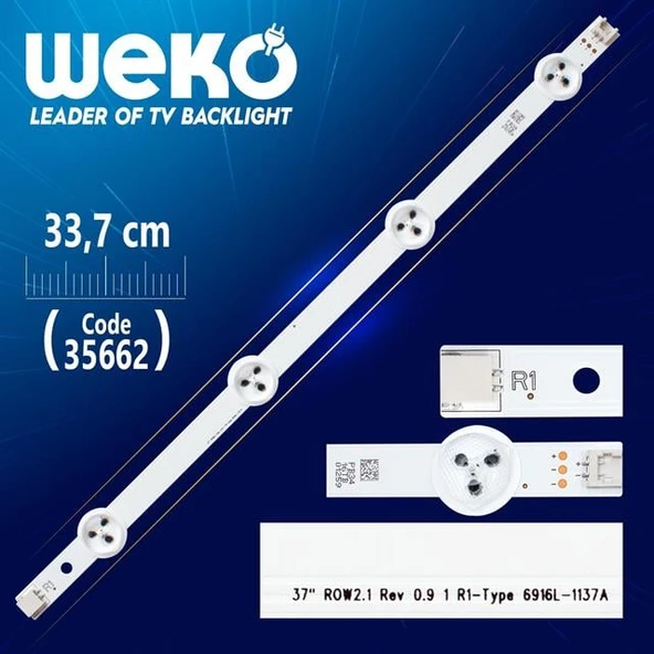37'' ROW2.1 REV 0.9 1 R1-TYPE 6916L-1137A - 33.7 Cm 4 Ledli - WK-1141 Led Tv Bar ürün görseli 1