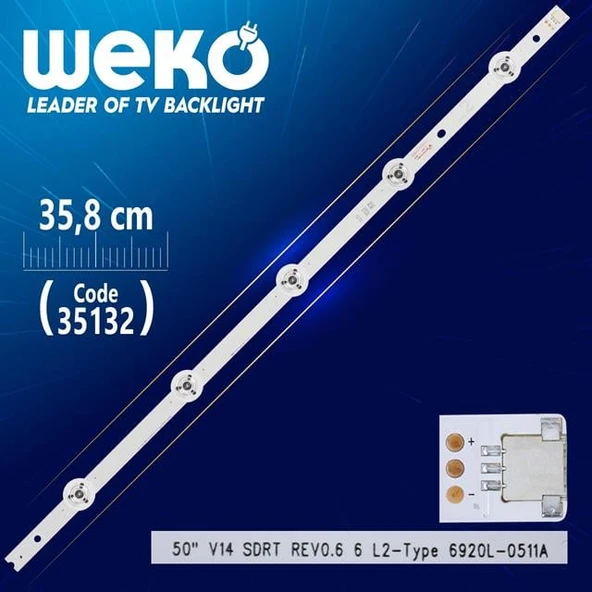 50'' V14 SDRT REV0.6 6 L2-TYPE 6920L-0511A - 51 Cm 5 Ledli - WK-398 Led Tv Bar ürün görseli