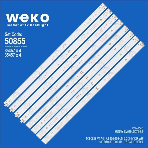 Wkset-5855 35457X4 Ms-0818 V4 A4 180 Dt0-391900-1H 4 Adet Led Bar (Bölünmüş 8 Adet) ürün görseli 1