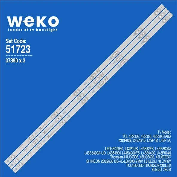 Thomson 43UC6406 43'' 3 Adet Tv Led Bar ( Tvnizin içindeki led barla aynısı olduğunu görmeden almayınız. Led bar ürünlerinde paket açıldığında iade kabul edilmemektedir. ) ürün görseli 1