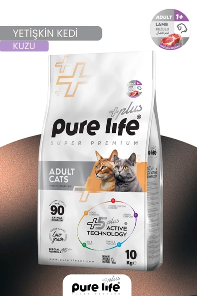 PURELİFE PLUS KUZULU YETİŞKİN KEDİ MAMASI 10KG
