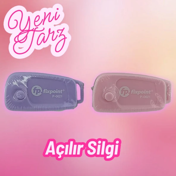 Fixpoint 0621 Pembe - Mor Açılır Anahtarlık Yumuşak Silgi (2 Adet) - 5