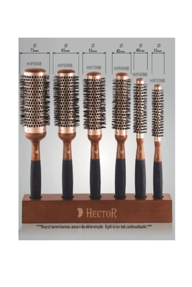 Hector VENT POİNT Sehpalı Kaucuk ve Seramik Kaplı Termal Gövdeli 6 lı Saç Fırça Seti - Resim 2