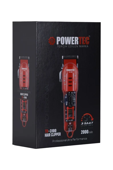 POWERTEC TR-3100 Profesyonel Şarjlı Saç Sakal Tıraş Makinesi ( 9100 RPM ) - Resim 3