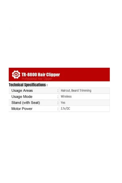 POWERTEC TR-8800 Profesyonel Şarjlı Saç Sakal Tıraş Makinesi - 8