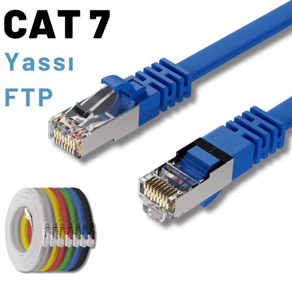 IRENIS 3 Metre CAT7 Kablo Yassı FTP Ethernet Network LAN Ağ Kablosu - Resim 4