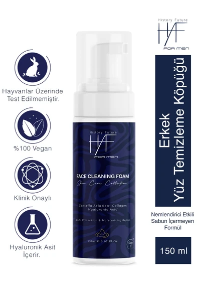 History And Future Erkek Yüz Temizleme Köpüğü Derinlemesine Temizlik Nemlendirici Etki Sabun Içermeyen Formül 150ml