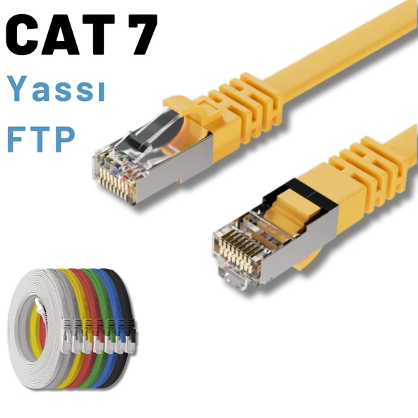IRENIS 3 Metre CAT7 Kablo Yassı FTP Ethernet Network LAN Ağ Kablosu - Resim 5