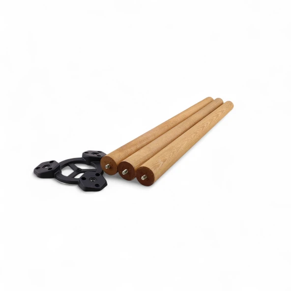 Bohem 3'lü Sehpa Ayak Seti 50 cm Kahverengi Doğal Ahşap Boyalı Silindir Masa Ayağı Ayakları Aksesuar - Resim 7