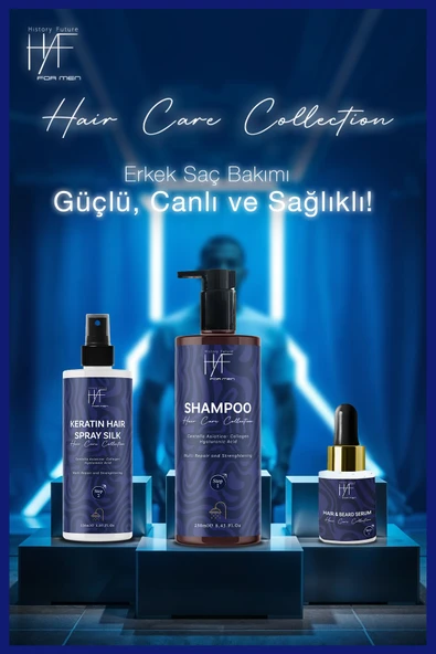 History And Future Erkek 3'lü Saç Sakal Bakım Seti:dökülme Karşıtı Şampuan Keratin Saç Spreyi Saç Sakal Serumu - 2