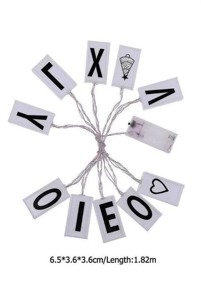 10lu Lightbox Işıklı Harf Mesaj Panosu Dekoratif  Harf Işık Zinciri - 8
