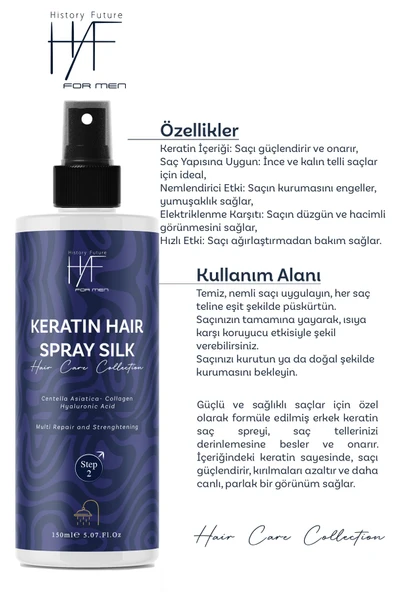 History And Future Erkek Keratin Saç Bakım Spreyi Güçlü Parlak Ve Hacimli Saçlar Için Elektriklenme Karşıtı Sprey 150ml - 4