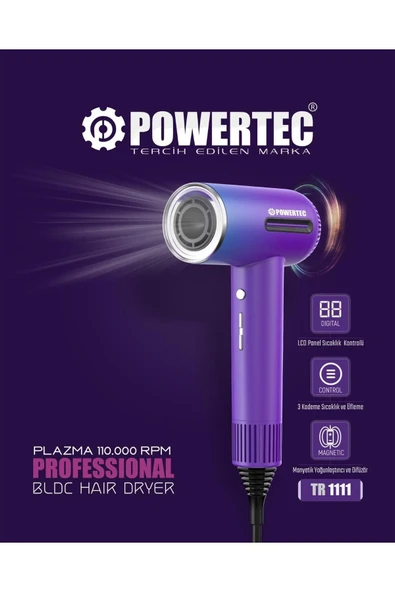 POWERTEC Tr-1111 Delux Plazma Digital Fön Makinası ürün görseli