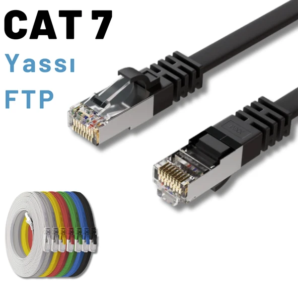 IRENIS 15 Metre CAT7 Kablo Yassı FTP Ethernet Network LAN Ağ Kablosu - Resim 3